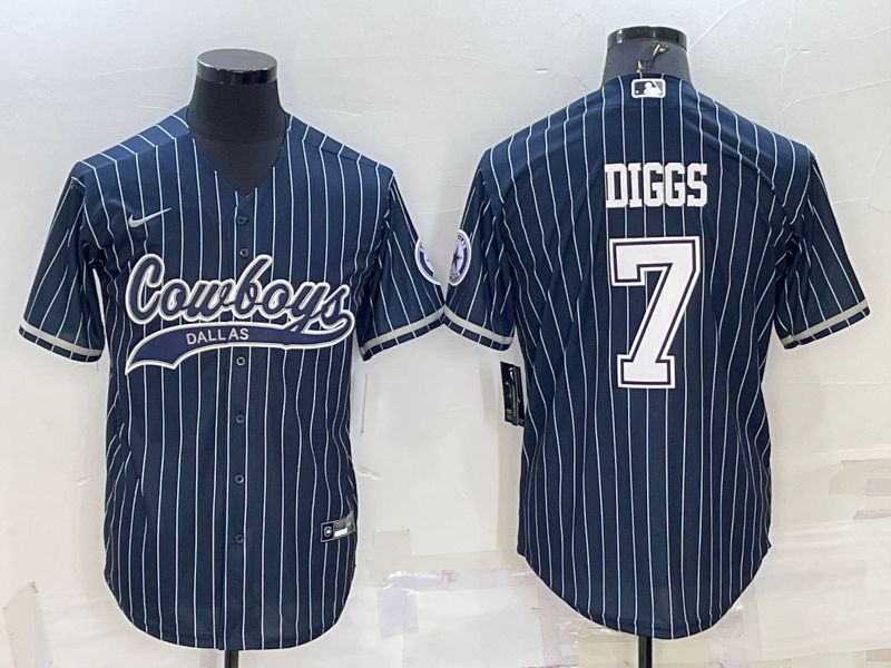 Men Dallas Cowboys #7 Diggs Blue stripe 2022 Nike Co branded NFL Jersey
